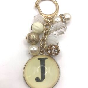 Gold Chic Initial J Keychain Car Accessory